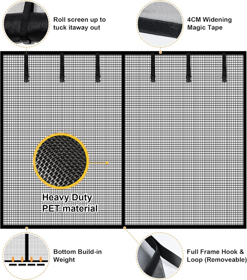 LIAMST Garage Door Screen for 1 Car Garage-9x7FT Magnetic Garage Screen Door,Upgraded Heavy Duty Polyethylene Terephthalate with 4 Roll Up Starps for Patio, Outdoor - Image 3